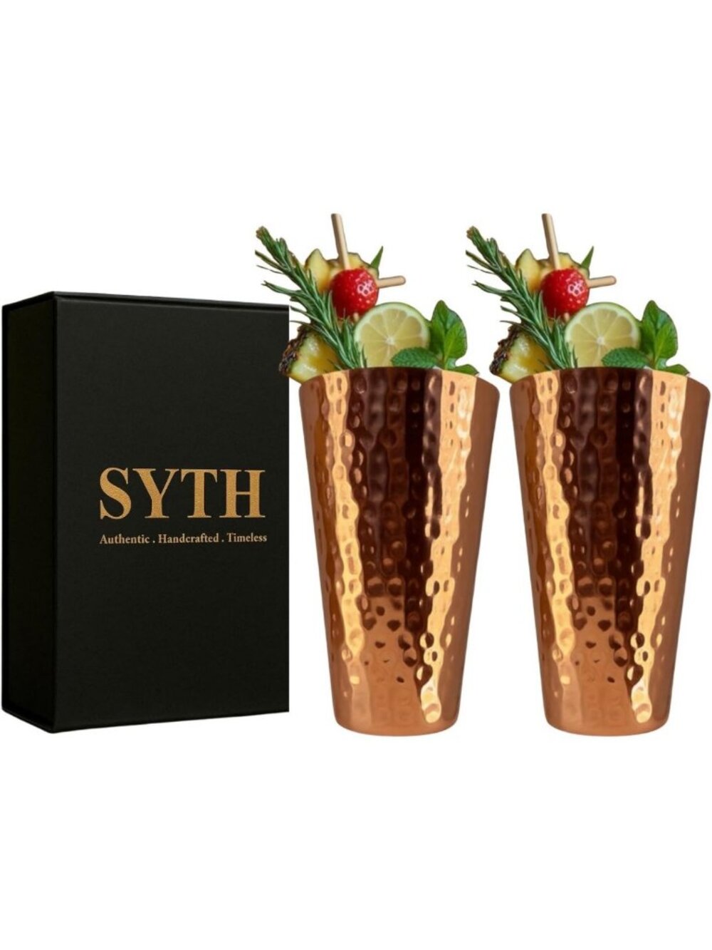 Set of 2 Handcrafted Copper Tumblers - 18 Oz Drinkware for Cocktails & Iced Tea
